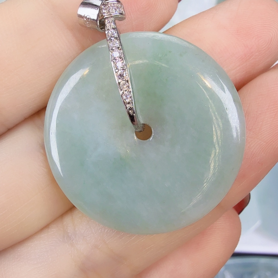 翡翠颈饰银S925镶嵌扣子