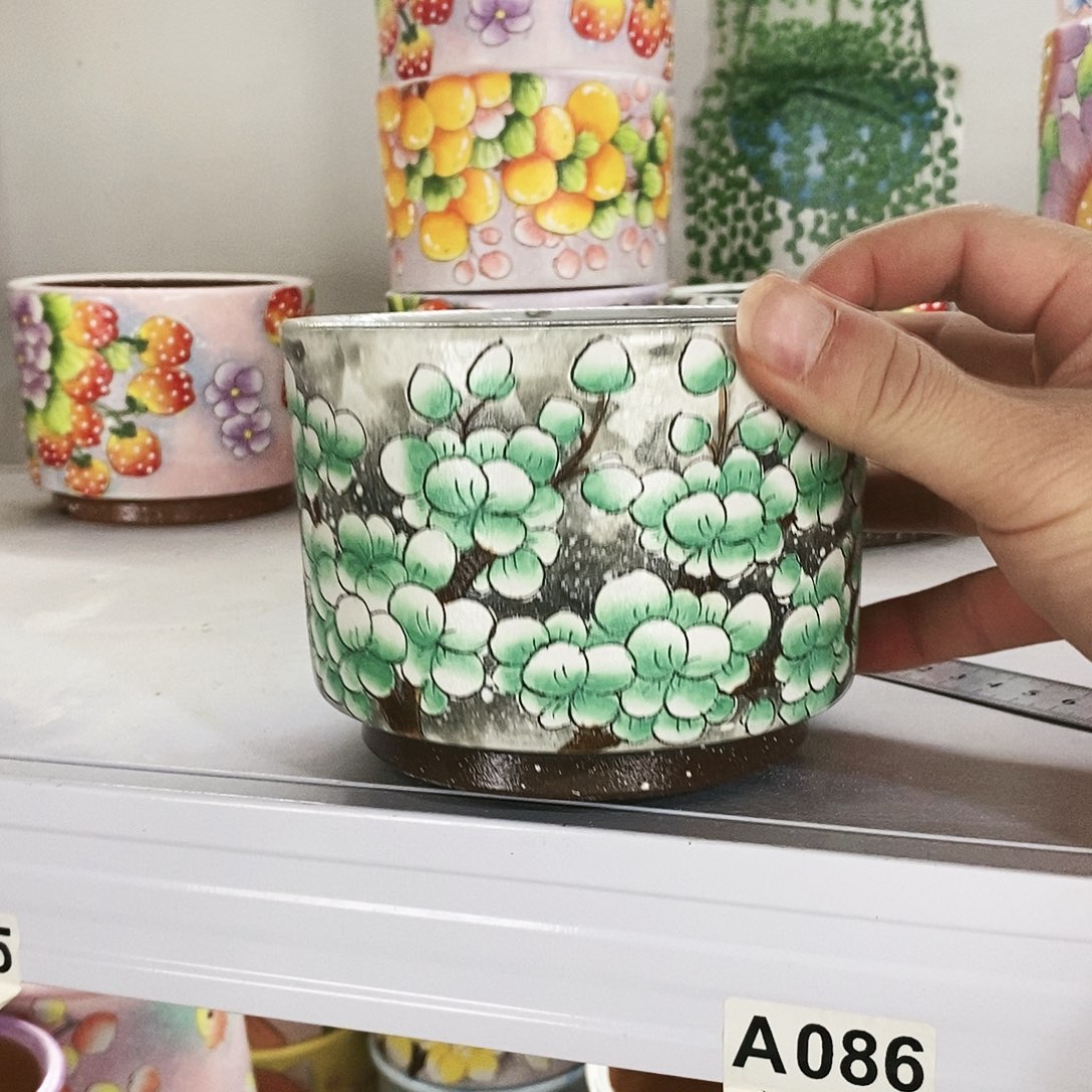 红泥花盆手绘满28包邮