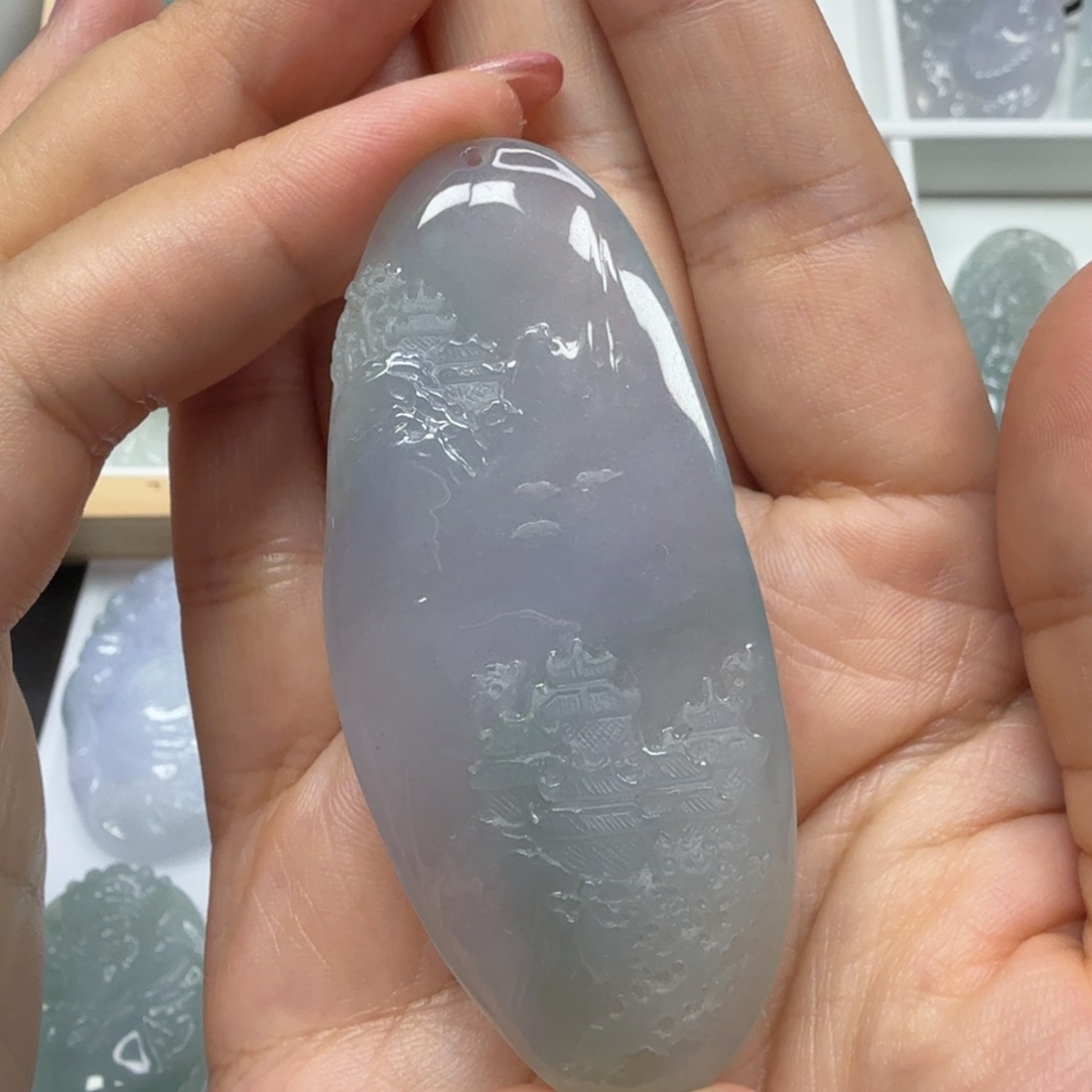 翡翠未镶嵌颈饰默*山水