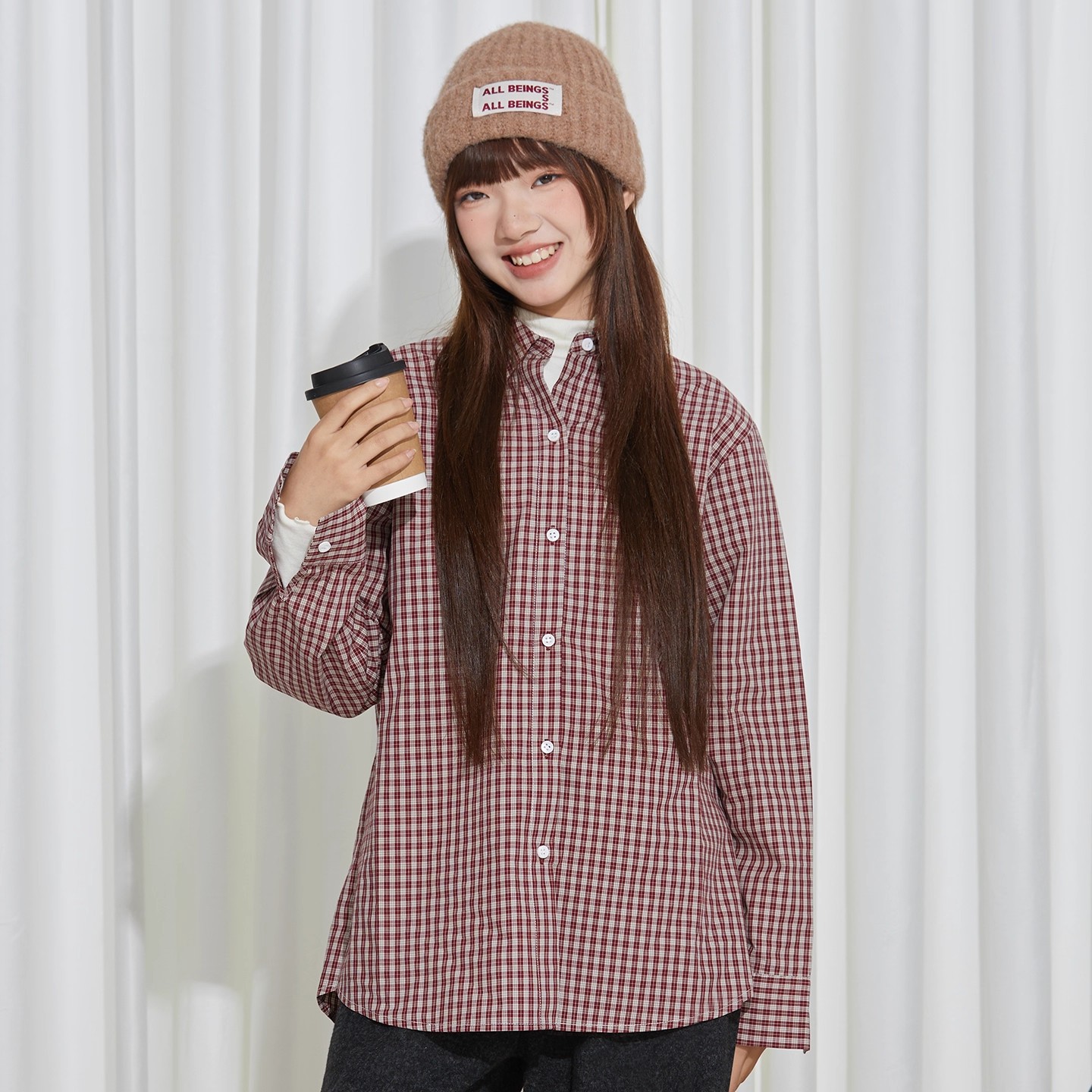 小女森女童秋冬衬衫长袖休闲风纯棉打底衫儿童格子时尚内搭上衣潮