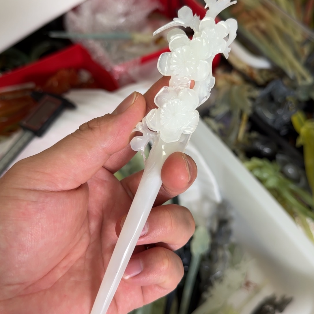 岫玉发饰未镶嵌明君玉簪就是好看