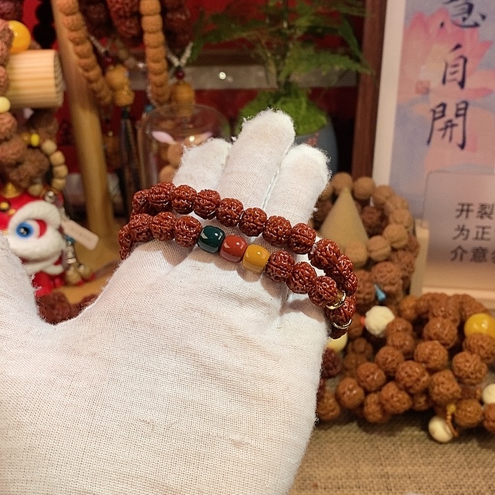 金刚菩提手串105玉华红绿款双圈