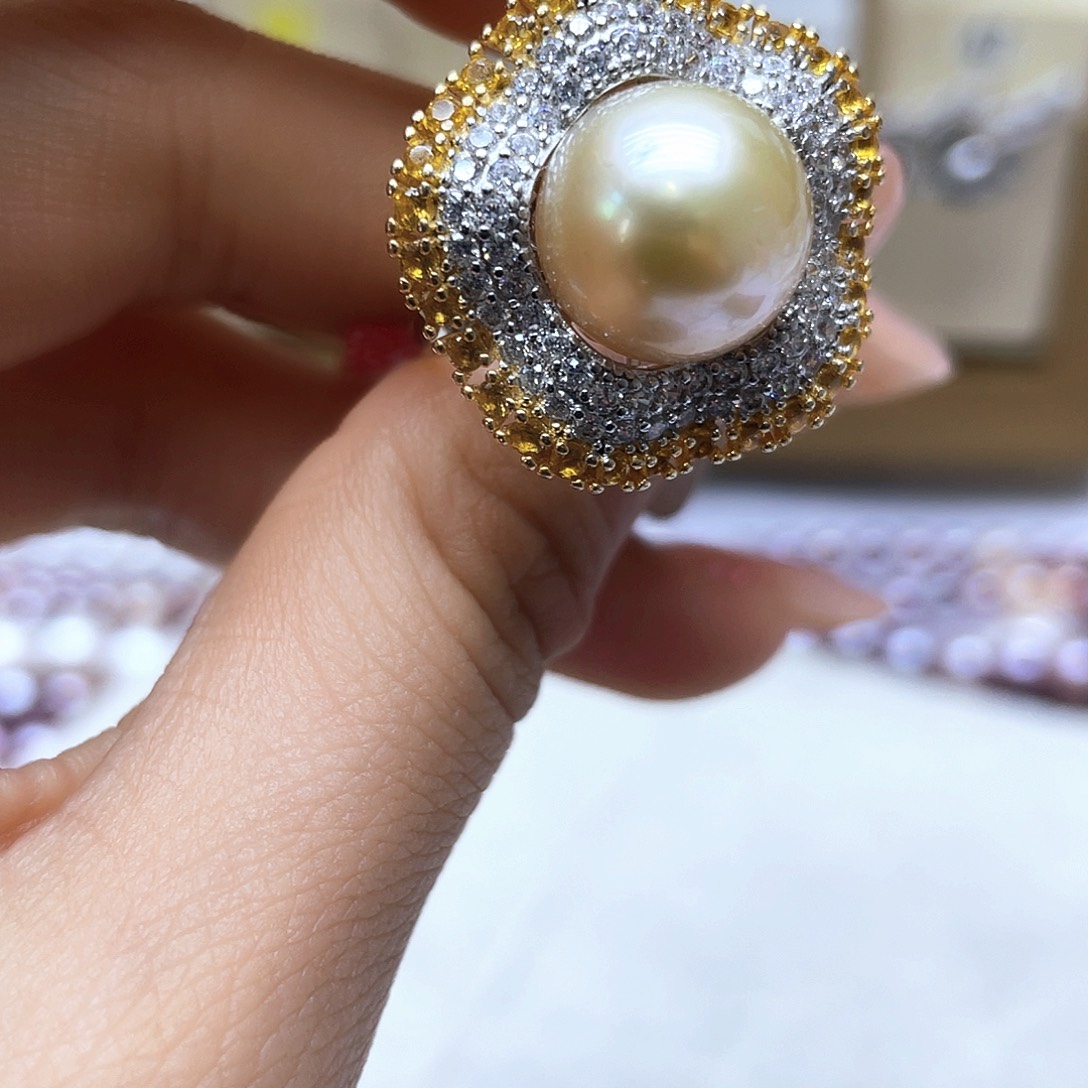 拼合珍珠（马贝珠）戒圈银S925镶嵌