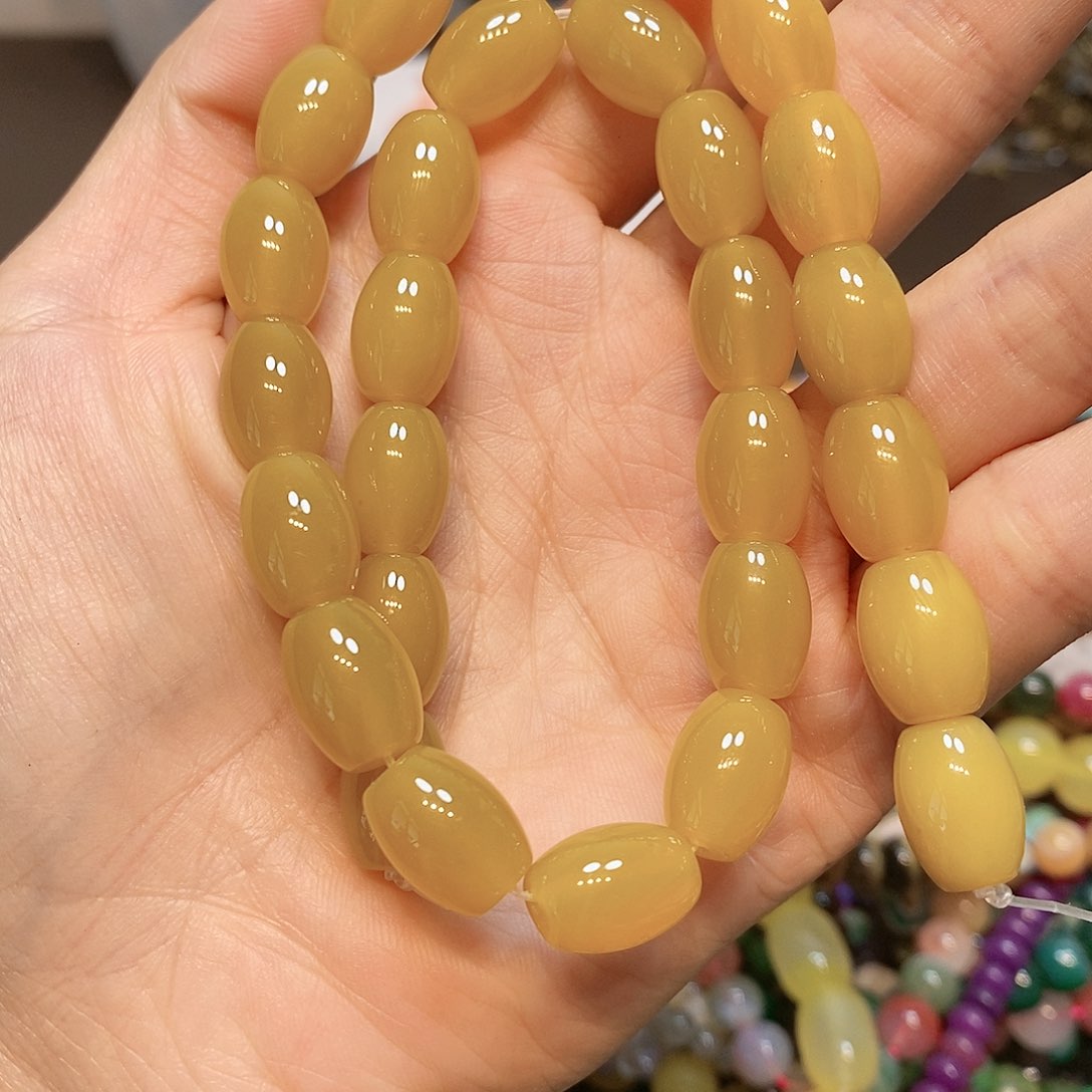 玛瑙/玉髓散珠黄玛瑙米珠一条