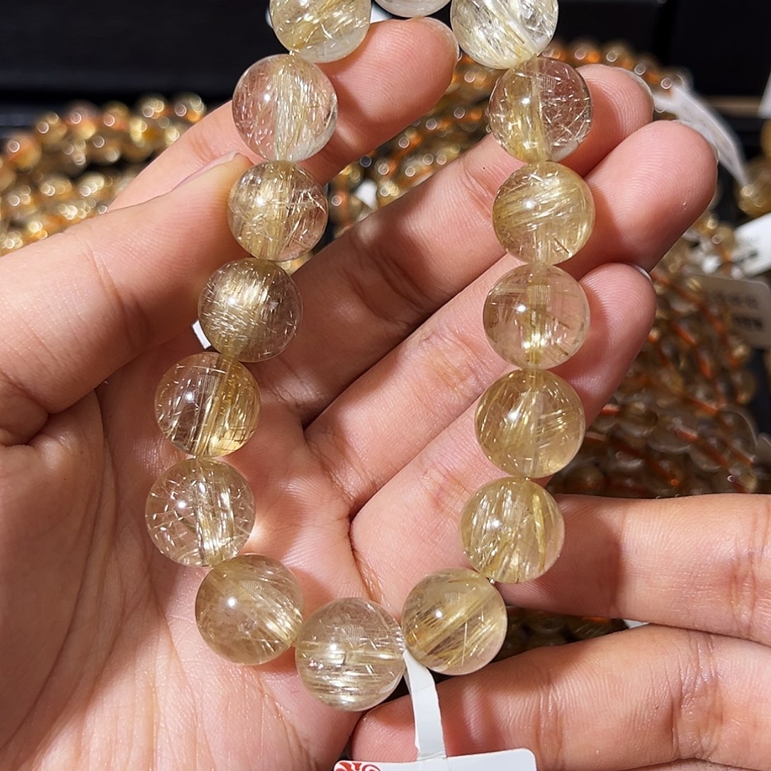 水晶未镶嵌手串天然金发晶