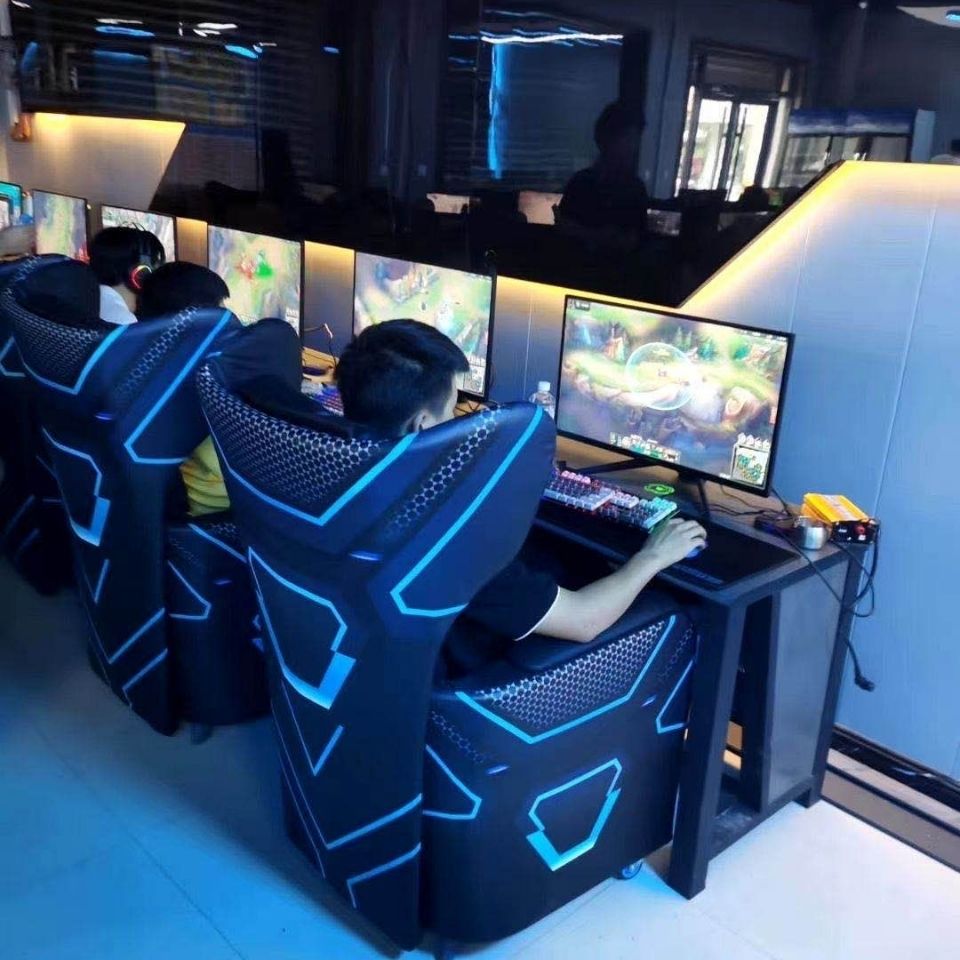 电竞酒店网吧桌椅套装台式办公电脑桌沙发网咖椅竞技桌子机箱定制