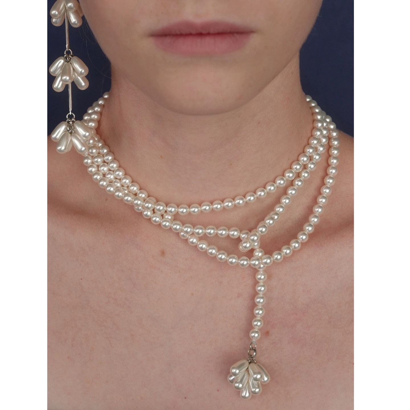 小众设计超长气质时髦珍珠项链花朵吊坠毛衣链