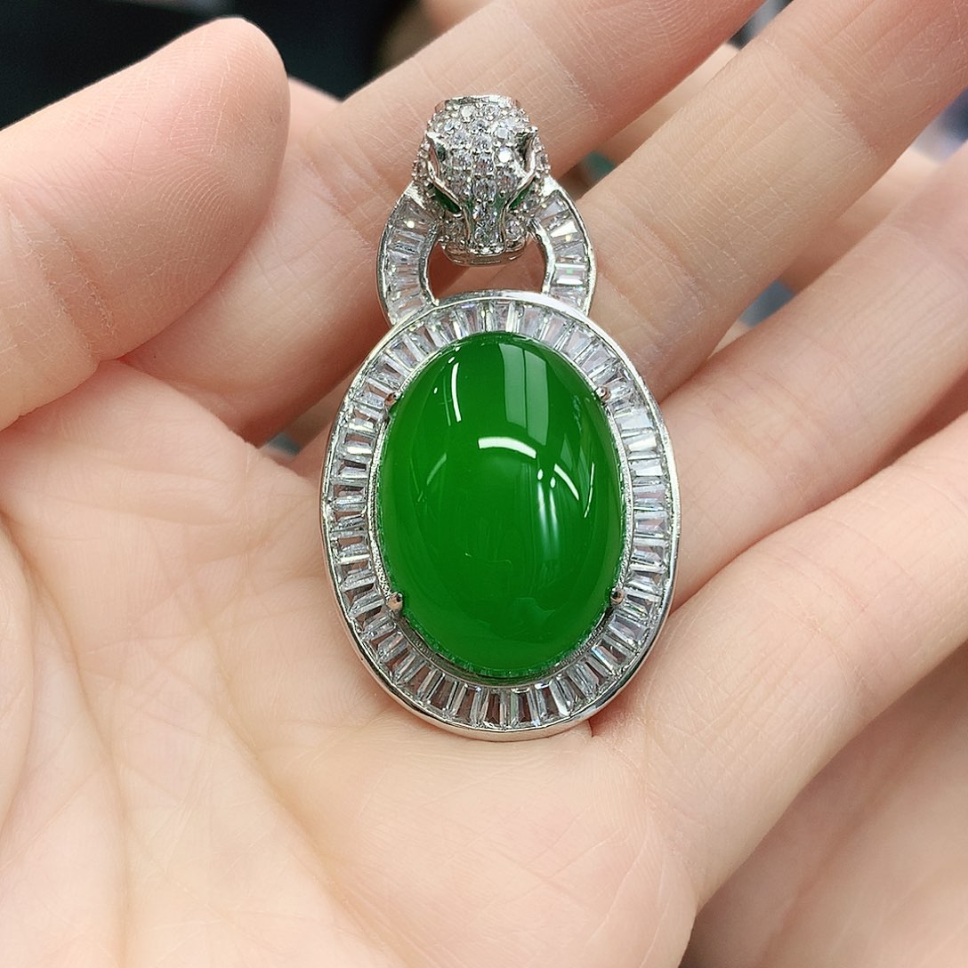 银S925镶嵌吊坠玛瑙/玉髓