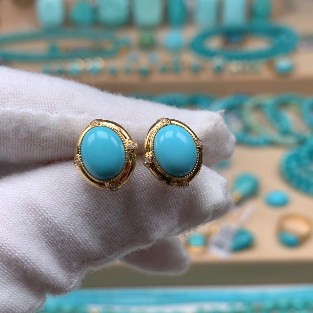 绿松石珠宝奇石18K金镶嵌