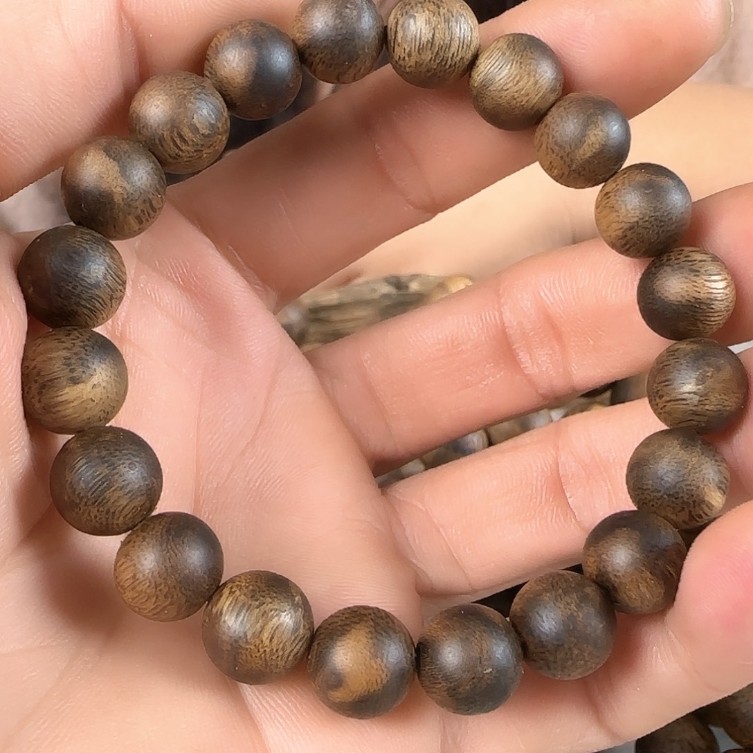 手串沉香金沙叶圆珠1.0规格9克加