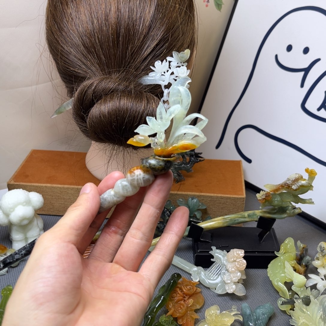 蛇纹石玉合金发饰