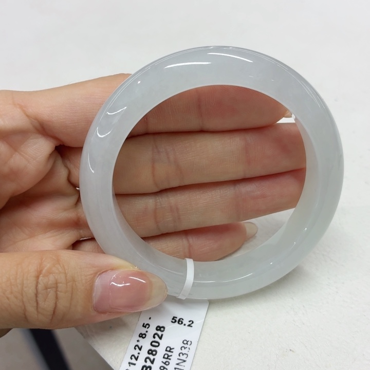 翡翠未镶嵌手镯53.7白冰 白月光