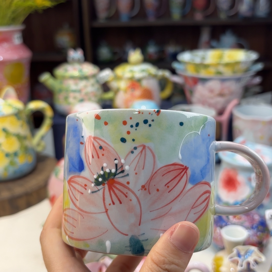 瓷片景德镇手绘高温釉下彩陶瓷茶具