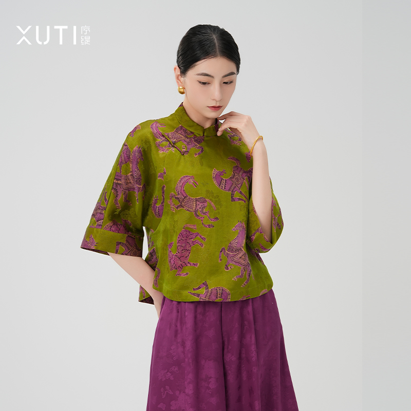 序缇夏季新款国风新中式女装香云纱非遗桑蚕丝上衣S01-13773