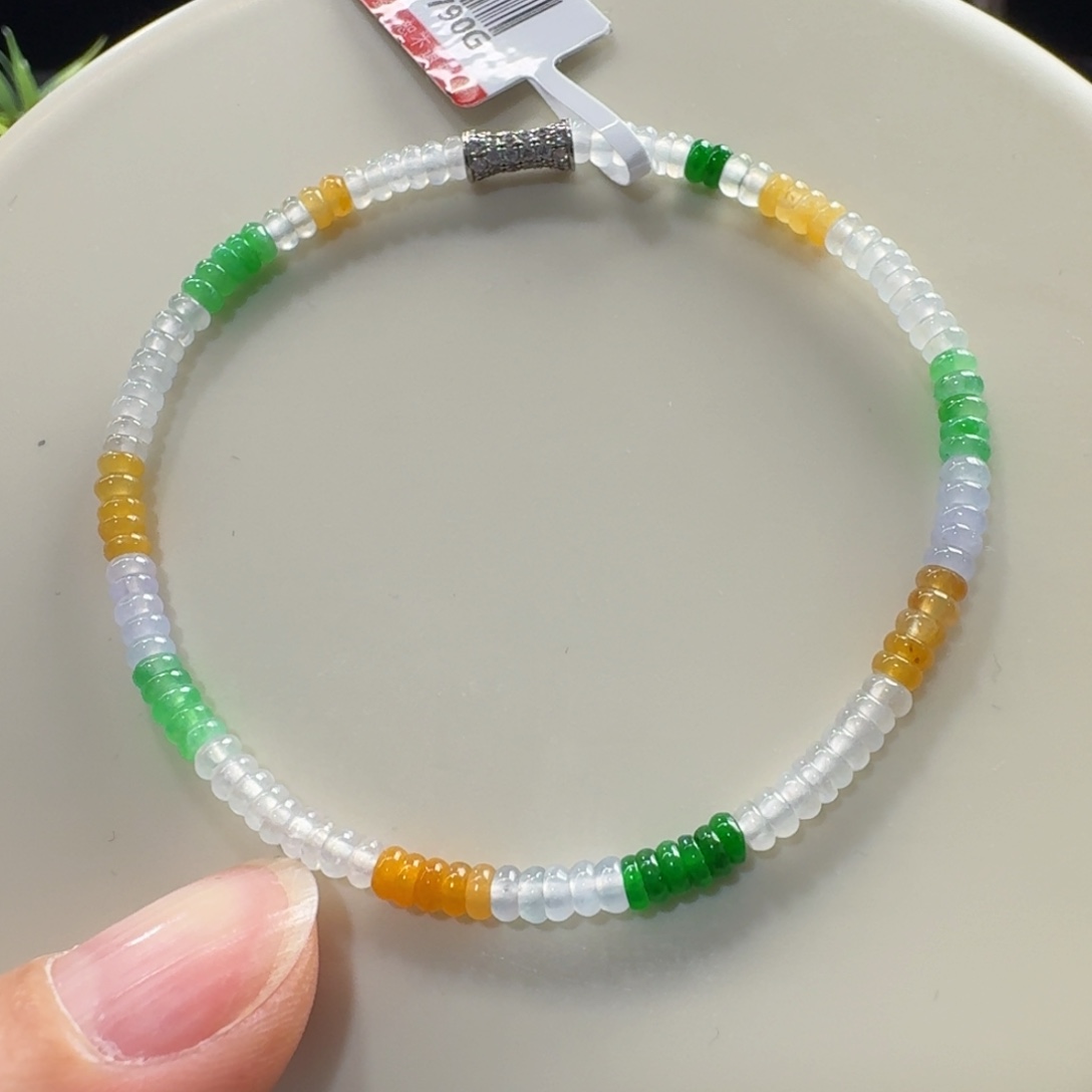 未镶嵌手链翡翠小高冰算盘单圈3.4mm