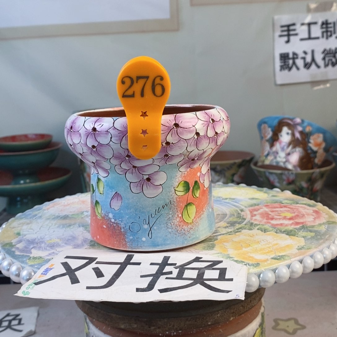 紫砂花盆?****?红陶手绘花盆