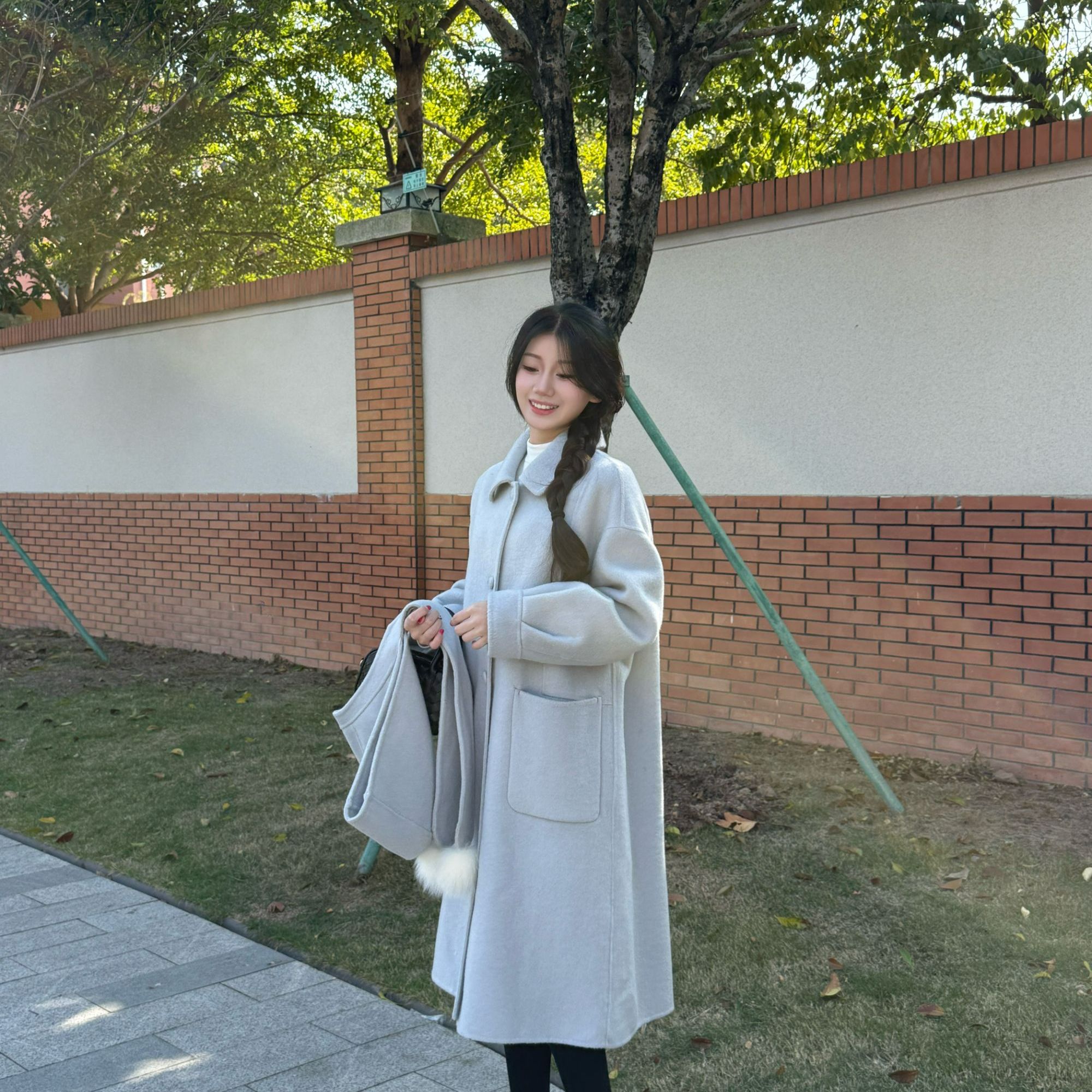 韩系中长款宽松显瘦小个子气质外套2025冬新款