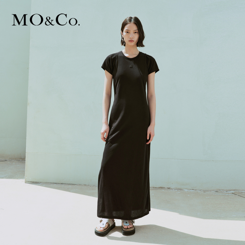 【达人专享】MOCO夏假两件侧开叉棉质连衣裙长裙MBD2DRST63