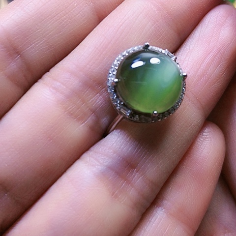 和田玉戒指银S925镶嵌