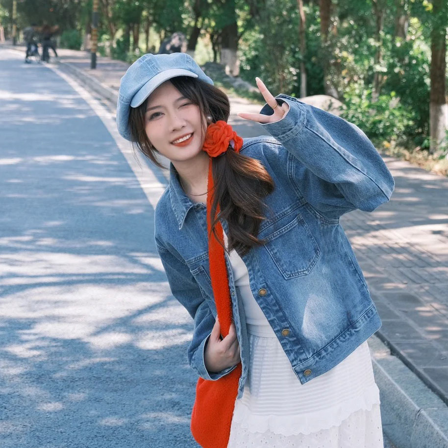 2025年春秋港味复古设计感宽松小个子夹克上衣美式短款牛仔外套女
