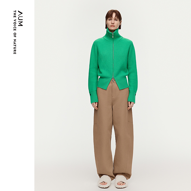 【商场同款】AUM/噢姆2026新款精纺羊毛高领拉链针织开衫M1GB1W20M