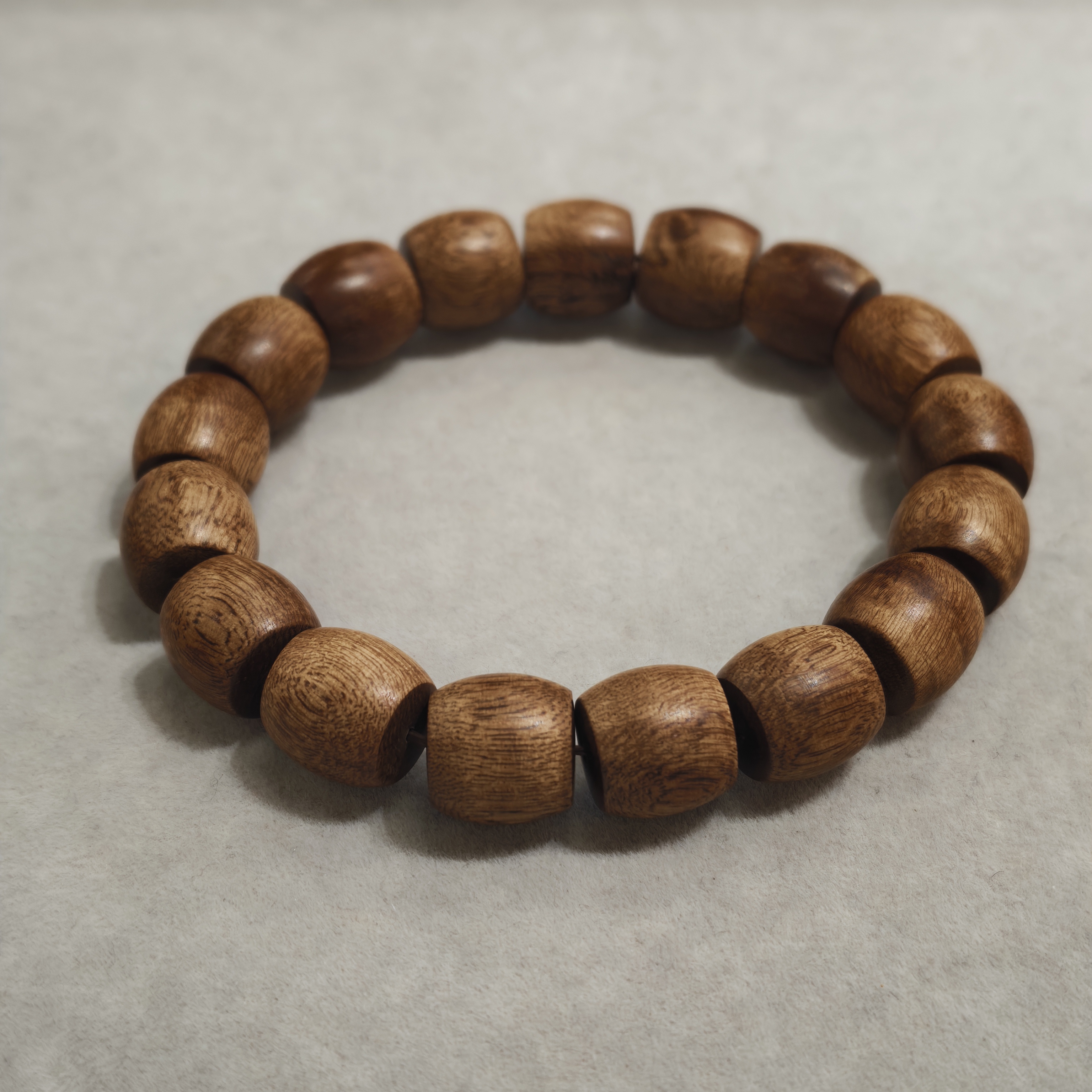 沉香【金腾婷婷】惠安红土沉香桶珠单圈手串 12mm左右