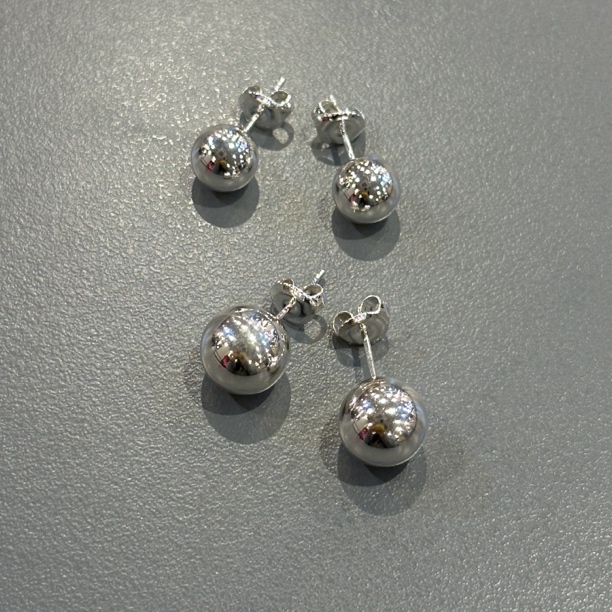 合金耳饰 韩国以琳家 纯Y简约光面圆球耳钉小众百搭养耳洞耳饰