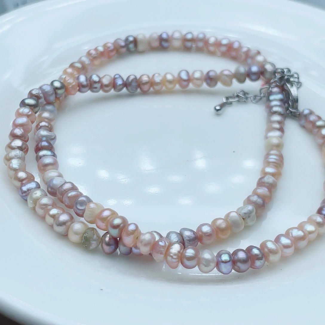 淡水珍珠颈饰钛钢小*