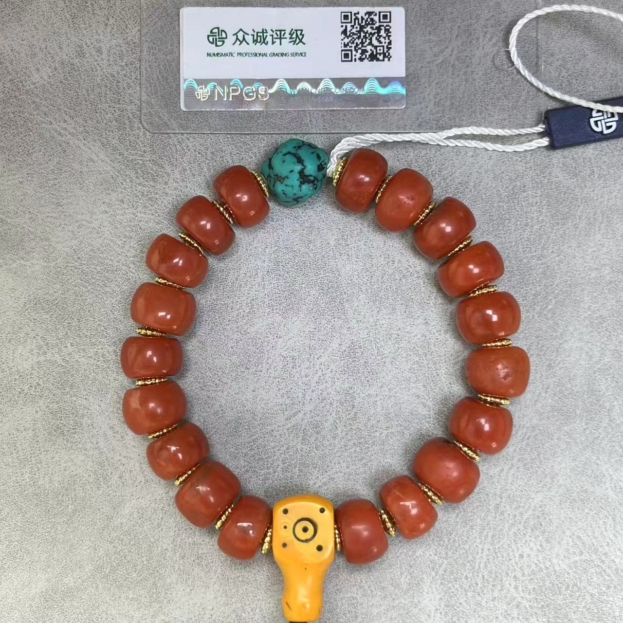 清代 老甘南带原矿绿松 手持 YZ0104［燕赵造物司］