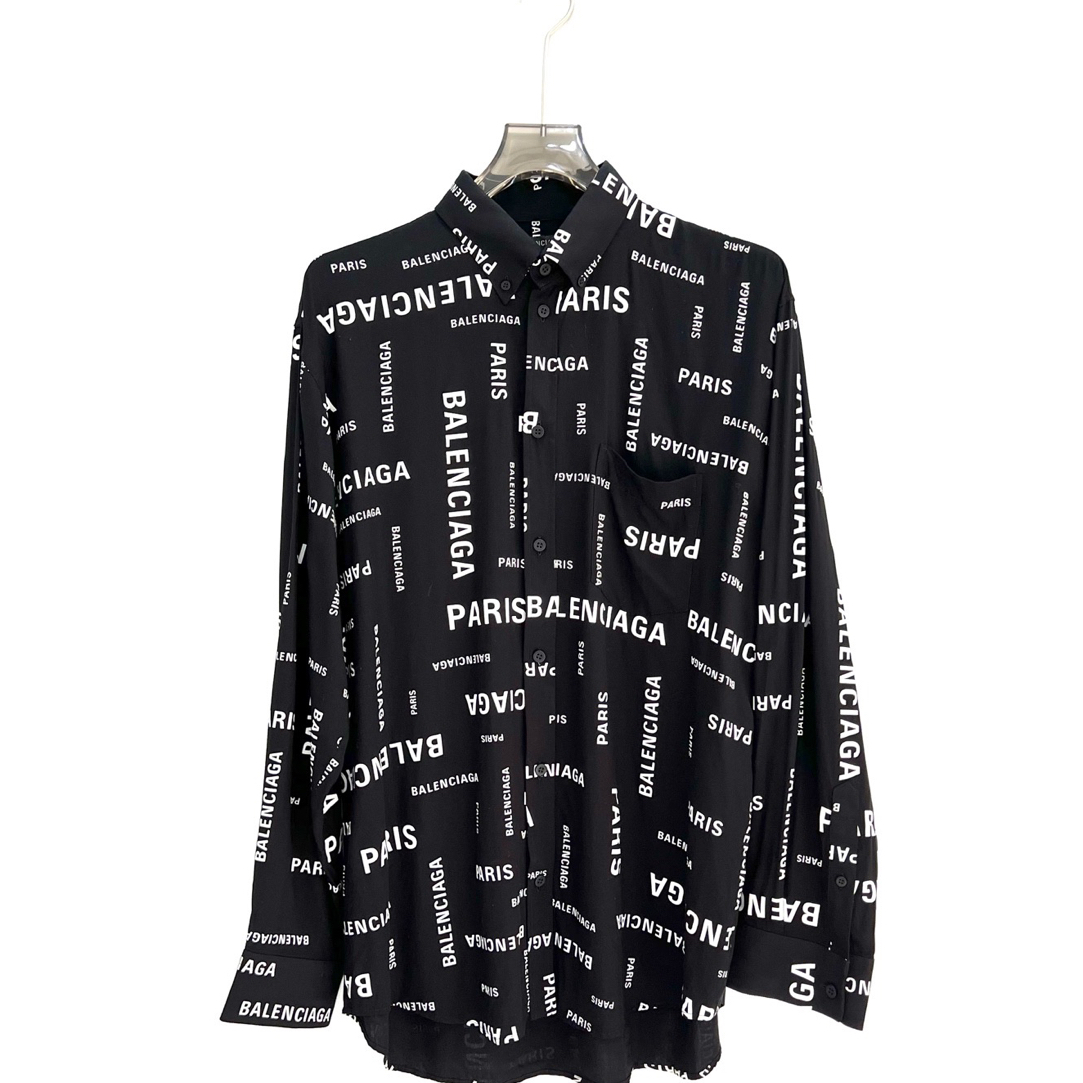 未使用 Balenciaga/巴黎世家 字母满印长袖衬衫/34码（北京）