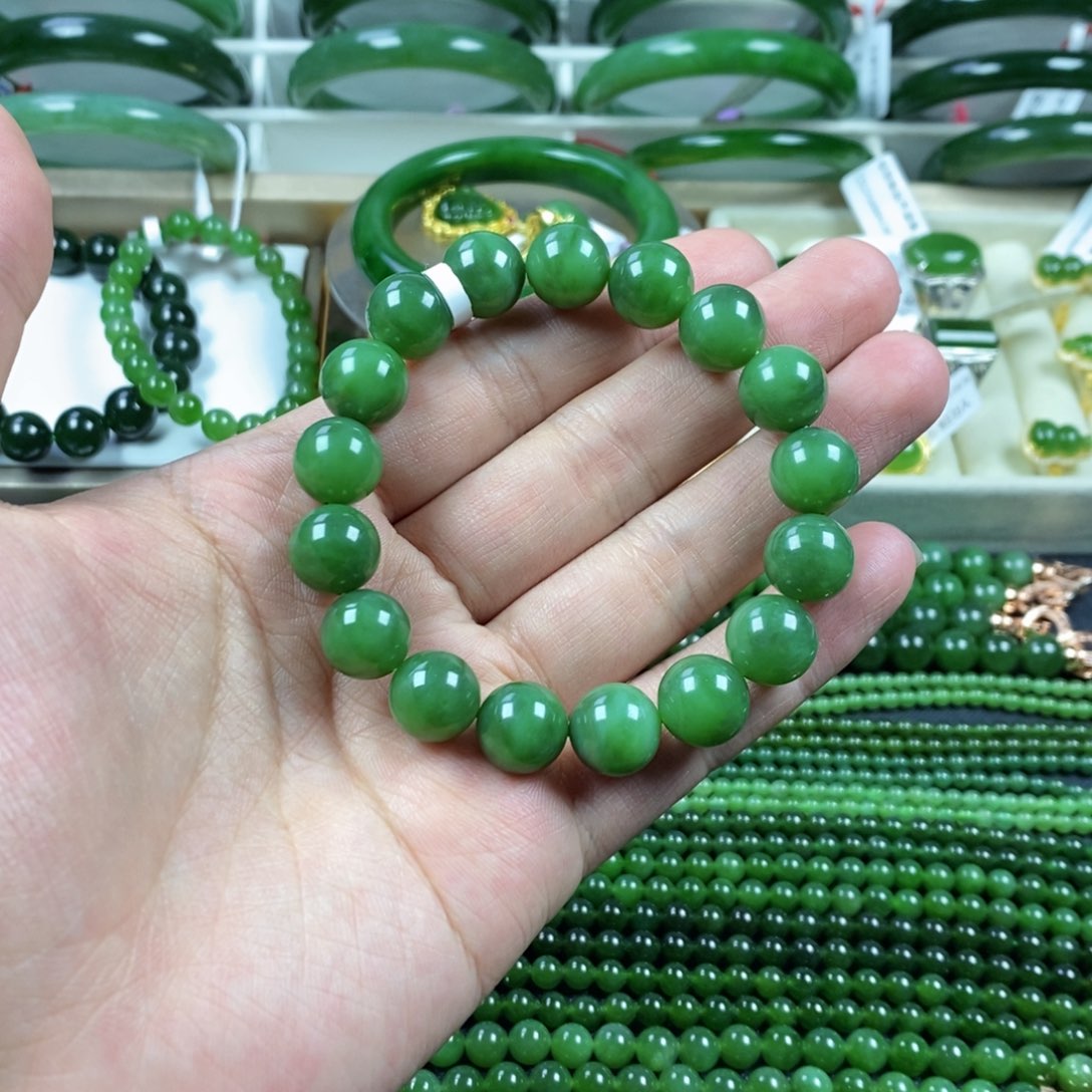 和田玉（碧玉）手串未镶嵌卡12