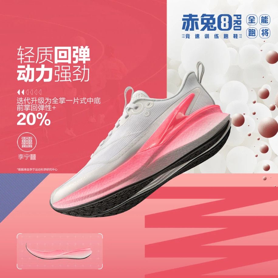 【秋冬新款】李宁女款 |赤兔8PRO轻量高回弹竞速体考体测减震鞋