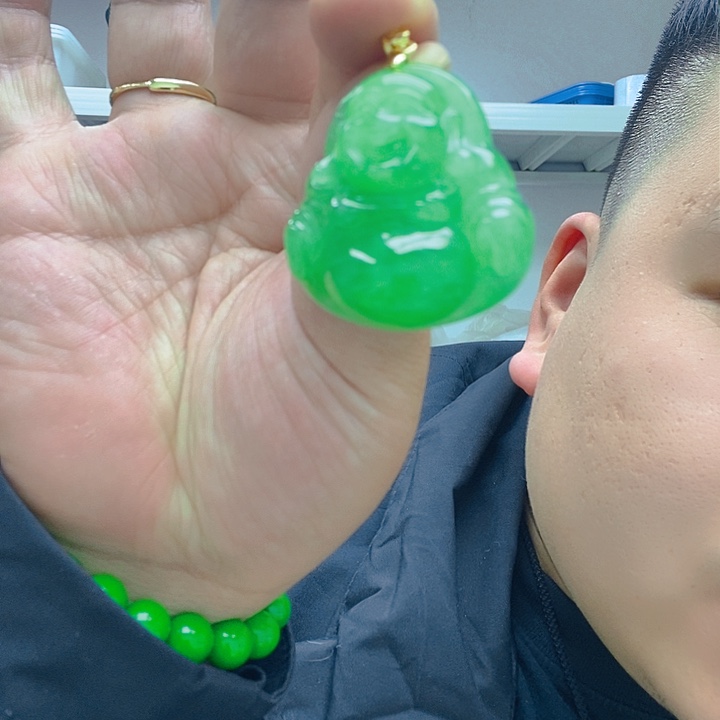 翡翠颈饰14K金镶嵌140佛公