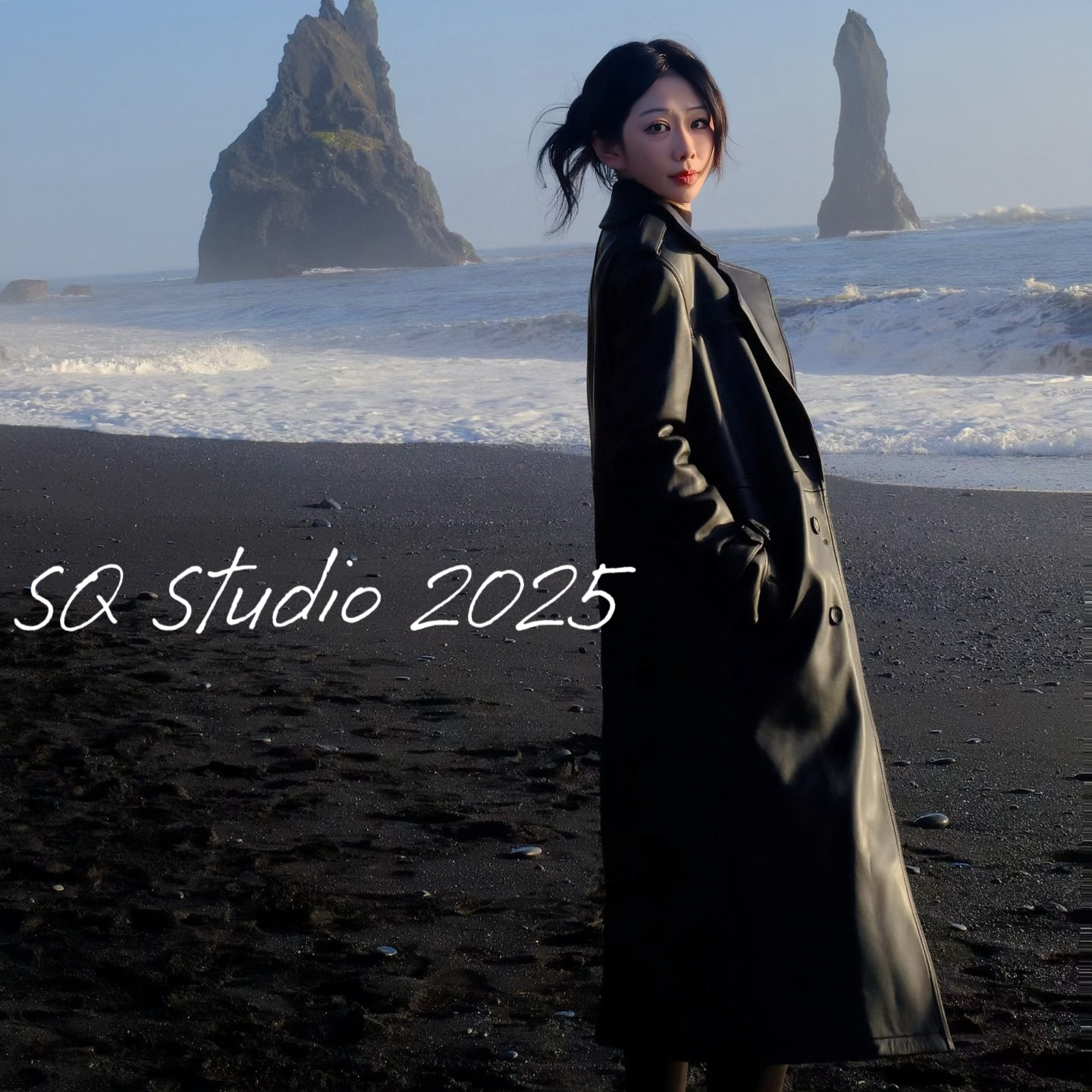 【冰岛皮大衣】气质显瘦黑色皮质炸街欧美风时尚大衣--N219卡码拍小