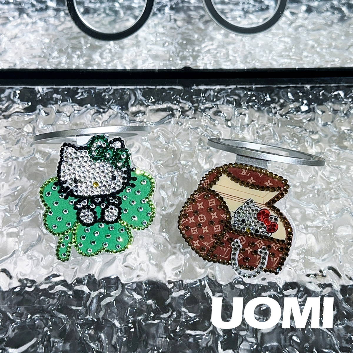 【手工钻】Uomi高定点钻幸运草KT猫磁吸手机支点支架