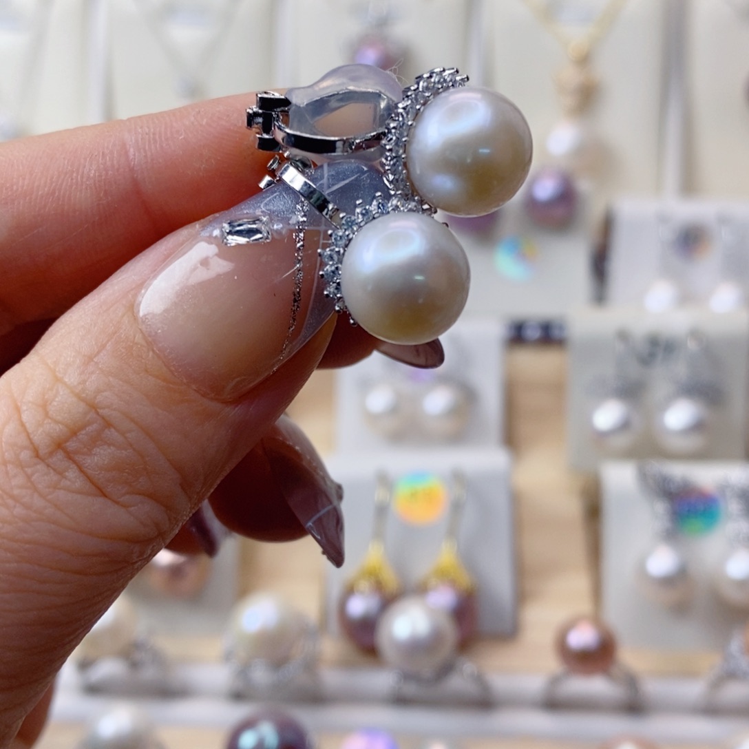 淡水珍珠耳饰合金