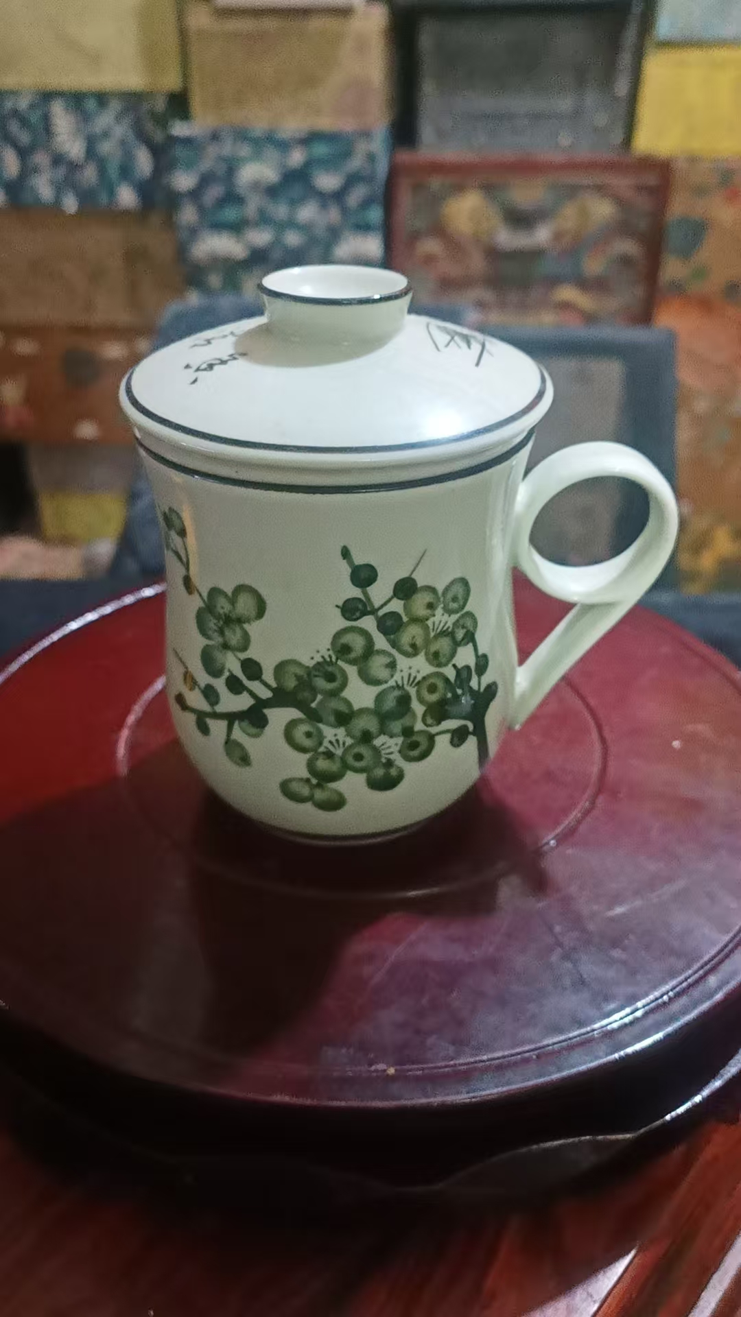 数字搪瓷杯宫廷马克杯带勺子手工手绘盖子款520汝窑