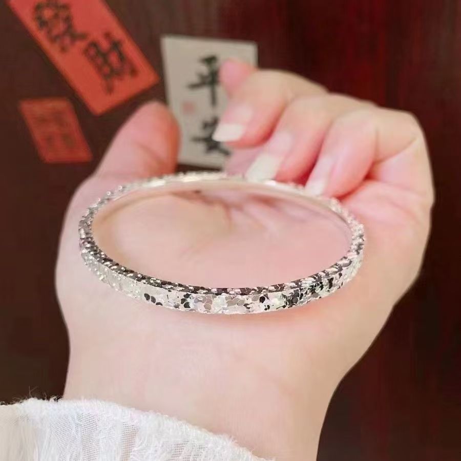 999.9银爆闪三面碎冰冰闭口镯