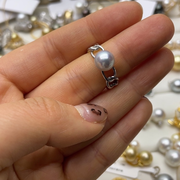 海水珍珠戒指银S925镶嵌