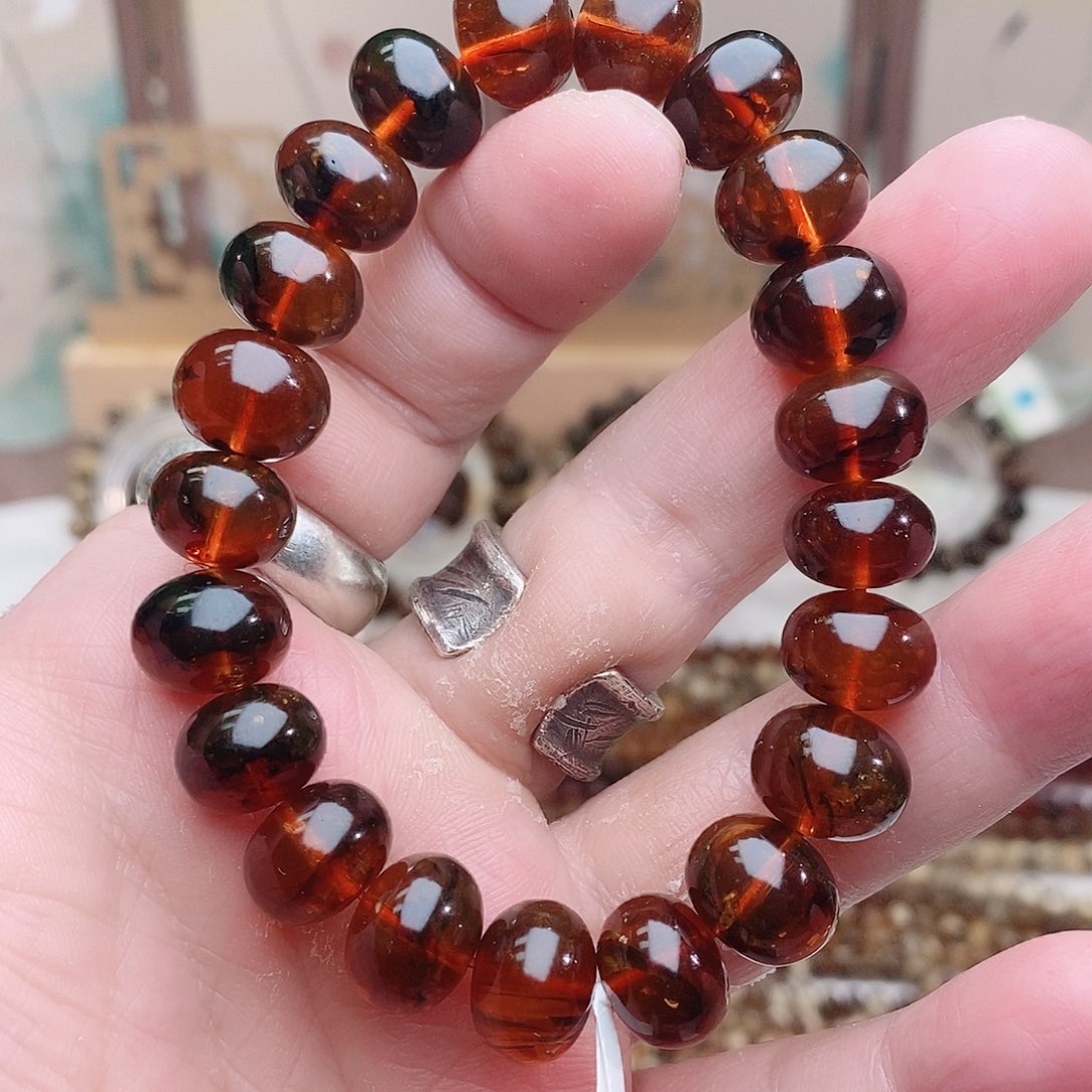 琥珀未镶嵌裸石血珀单圈12+