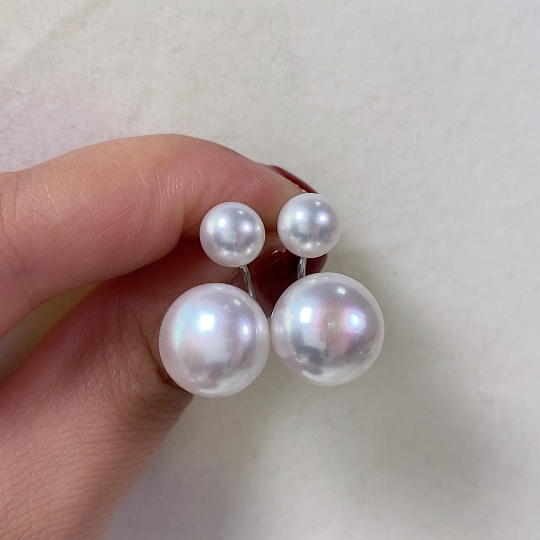 淡水珍珠耳饰银S925镶嵌7.5-12.5mm