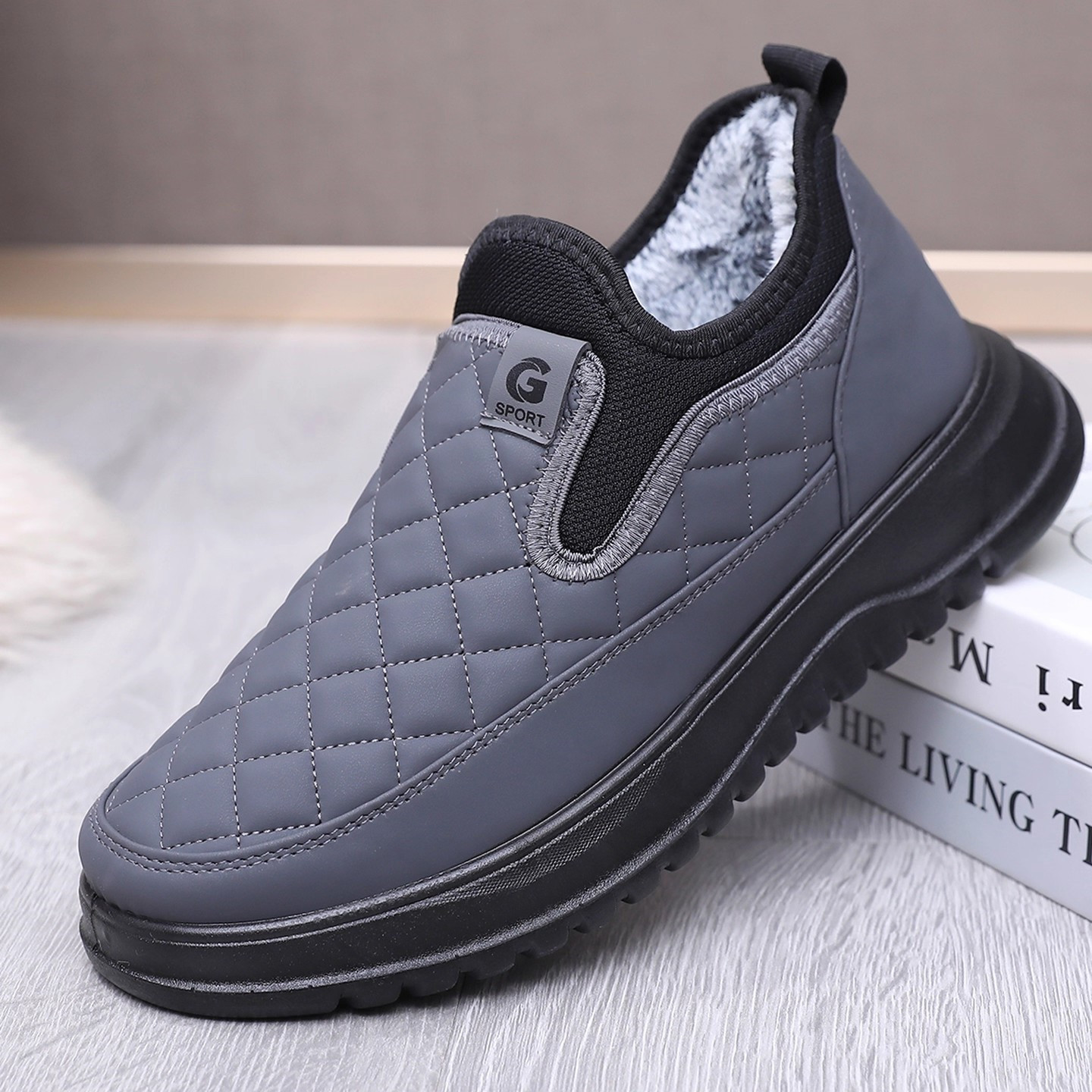 广州冬季老北京布鞋男棉鞋加绒保暖中老年人男士休闲鞋防滑软底鞋