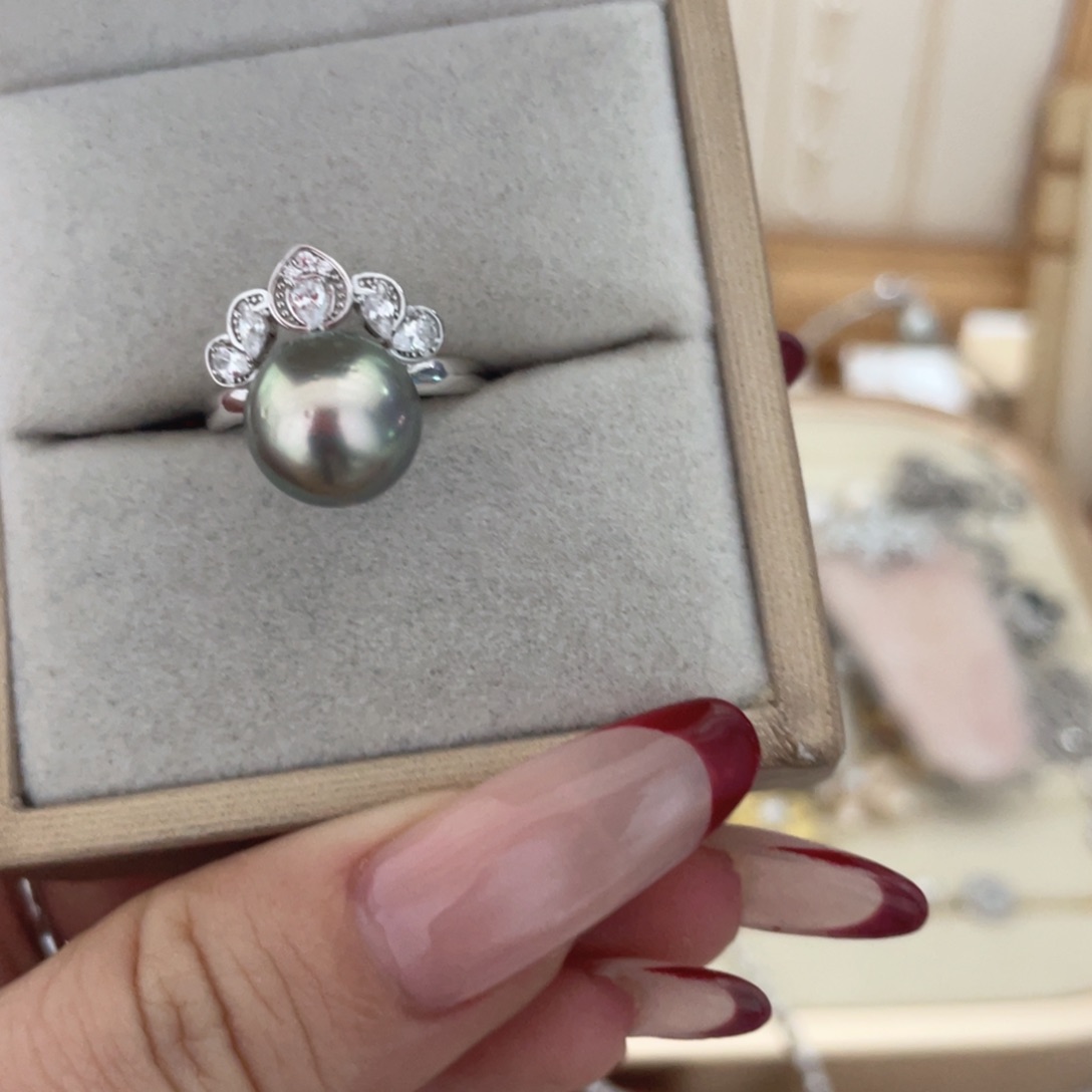 戒指银S925镶嵌海水珍珠E157