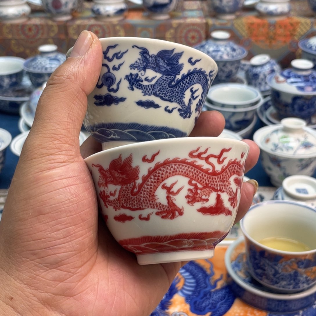 景德镇陶瓷龙凤呈祥对杯