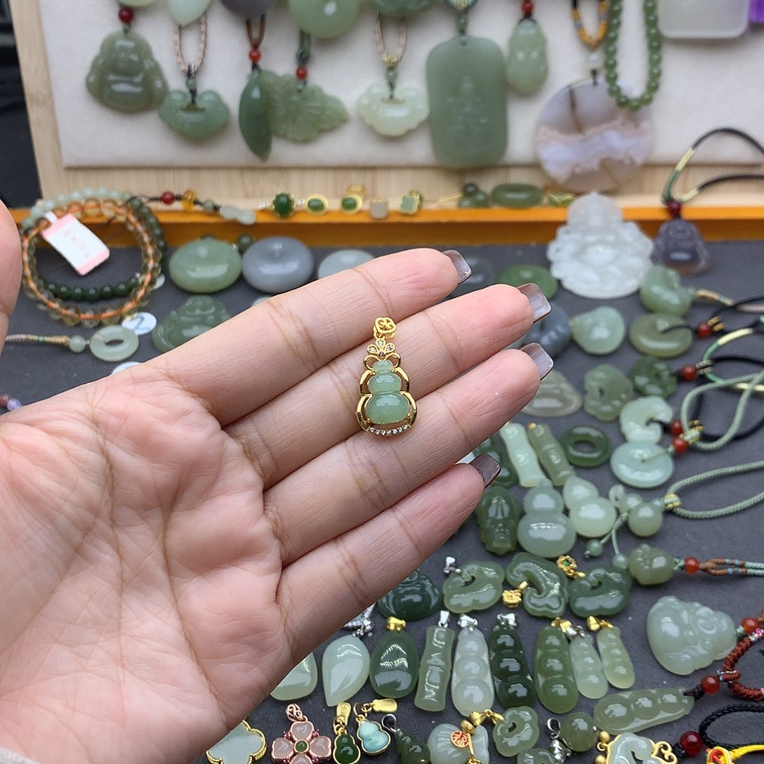 和田玉吊坠(不含链)银S925镶嵌