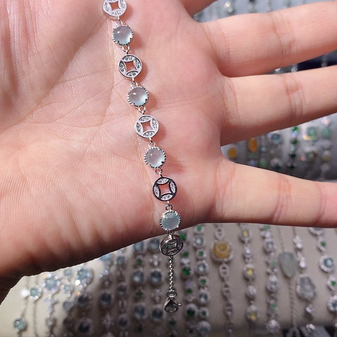 翡翠银S925镶嵌手链