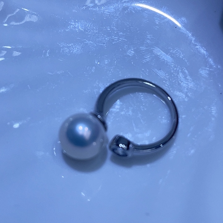 淡水珍珠戒指银S925镶嵌梓****阁