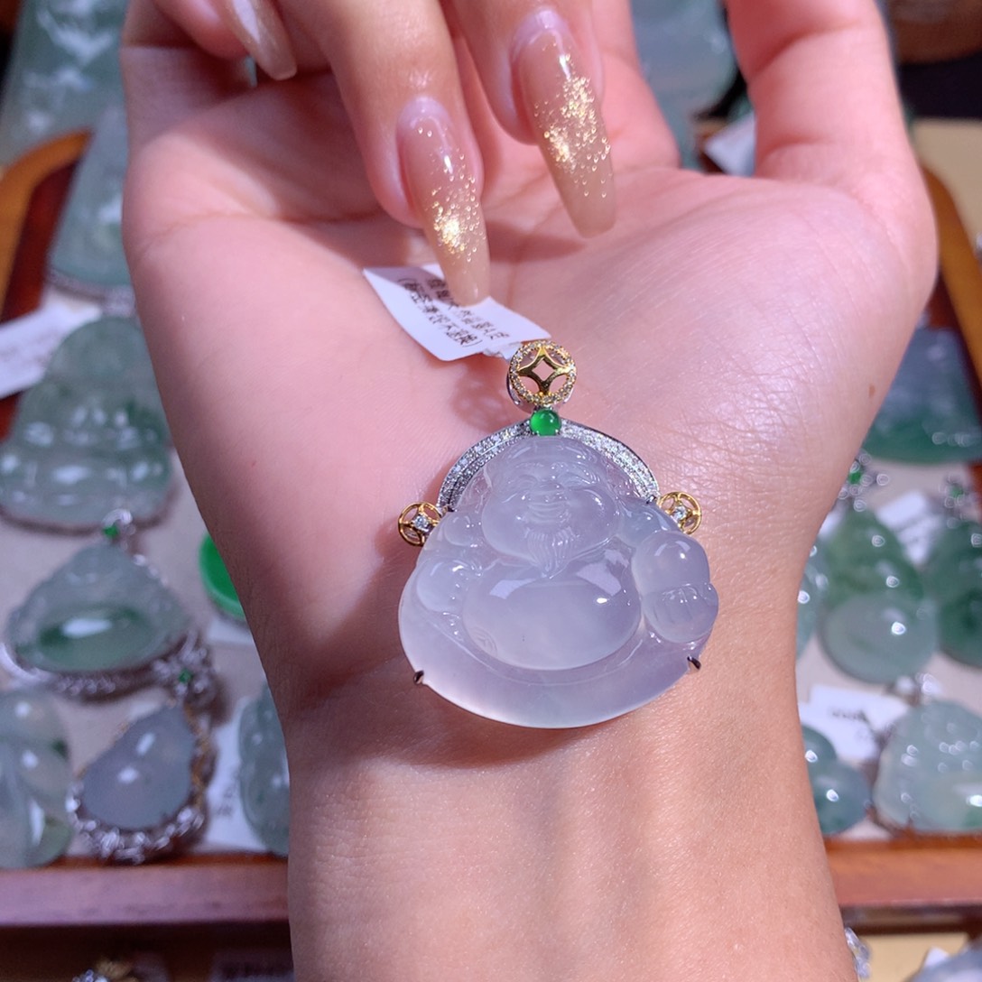 翡翠吊坠(不含链)18K金镶嵌