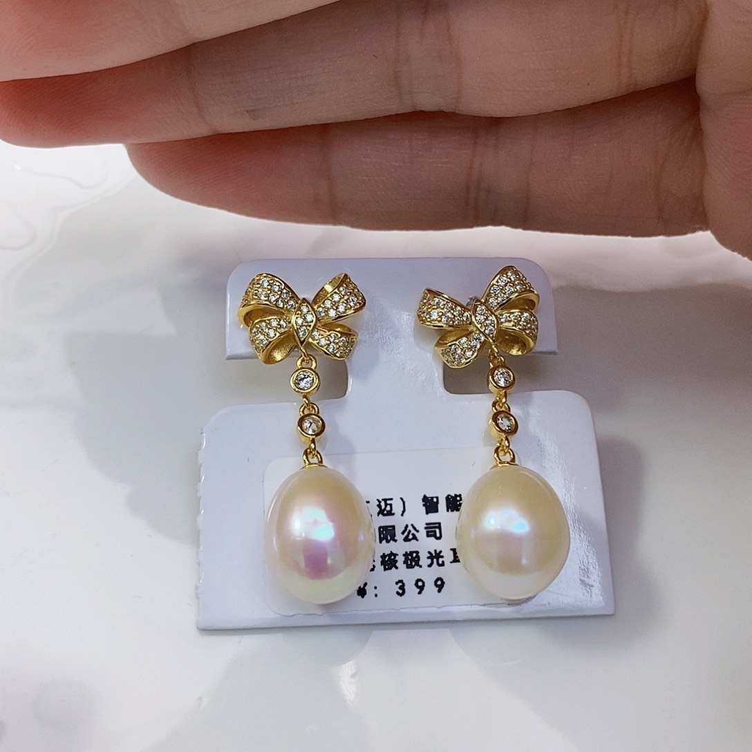 淡水珍珠特价不退不换极光耳饰银S925镶嵌