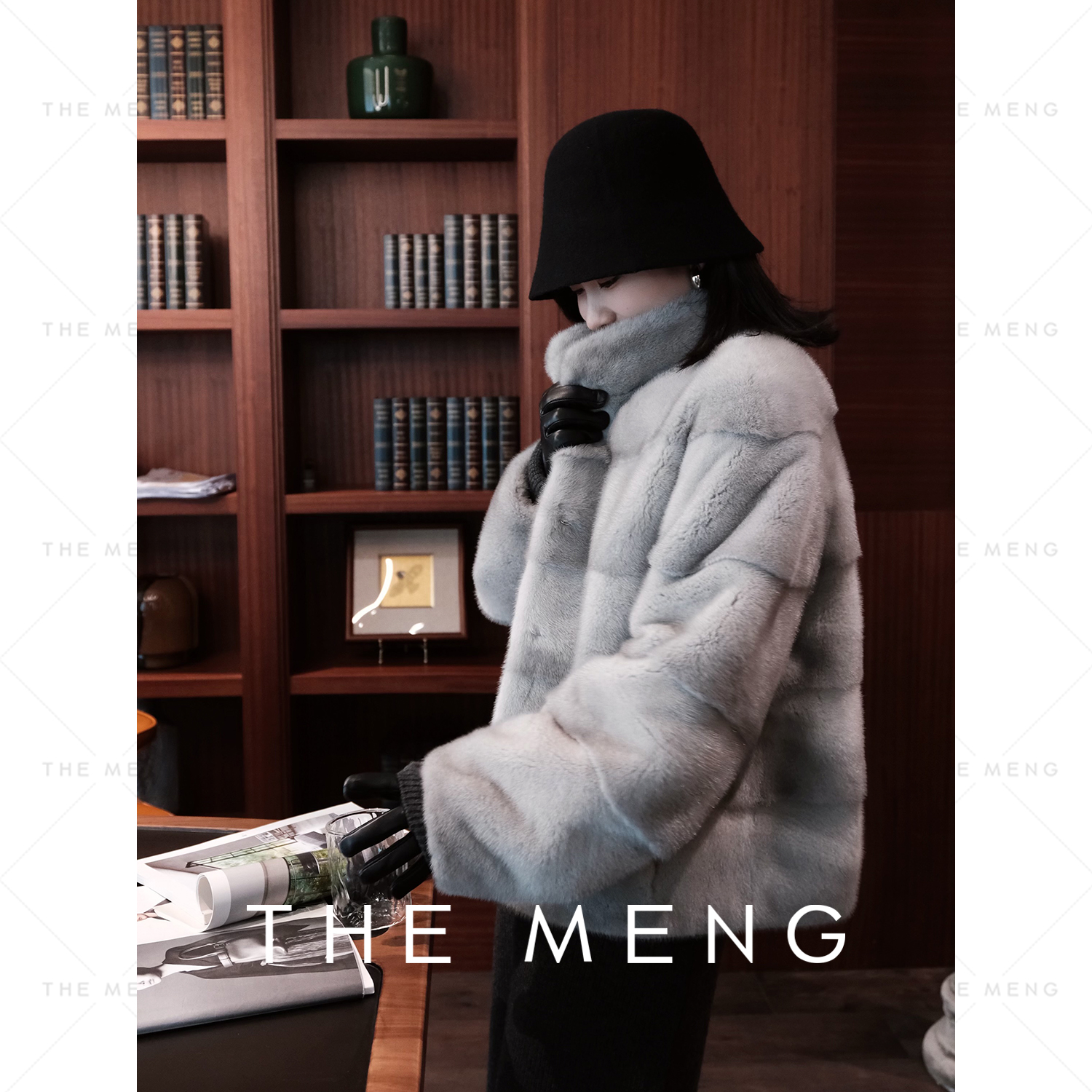 THE MENG【鎏金岁月】王府短2天然本色水貂毛皮草外套#M244M0022+A